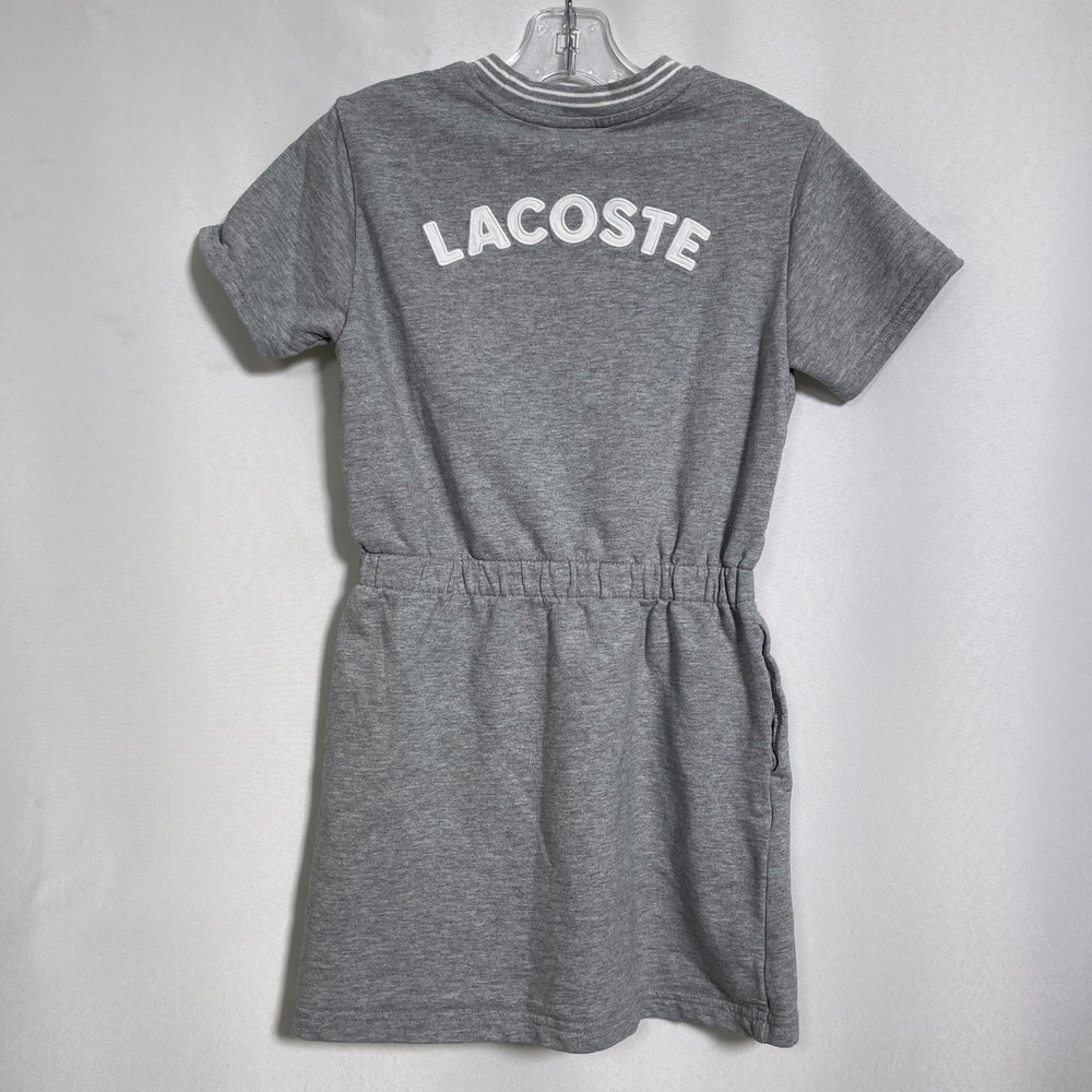 Lacoste Gray Heritage Print Cotton Fleece T-Shirt Dress Girls Sz 8